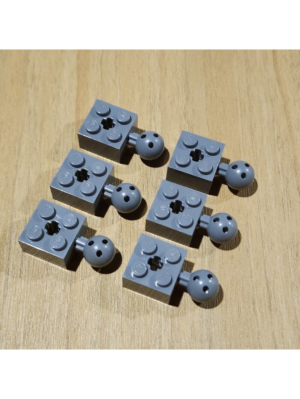 LEGO 57909b Technic Brick 2x2 with Axle Hole 6 Holes in Ball Dark Bluish Gray x6